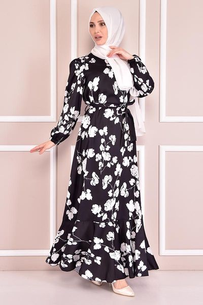 

ethnic clothing satin dress black nev14749, Red