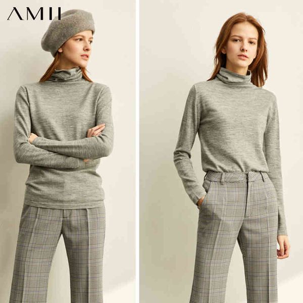 

amii spring winter womens turtleneck sweater causal solid slim fit wool pullover fashion womens sweater 11820098, White;black