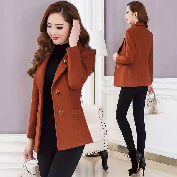 

women's wool & blends 2021 spring and autumn trendy woolen coat fashionable slim thin temperament jacket female clothing, Black