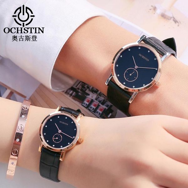 

wristwatches lovers watch women brand ochstin luxury fashion men ultra thin gold mesh business watches casual dress quartz, Slivery;brown