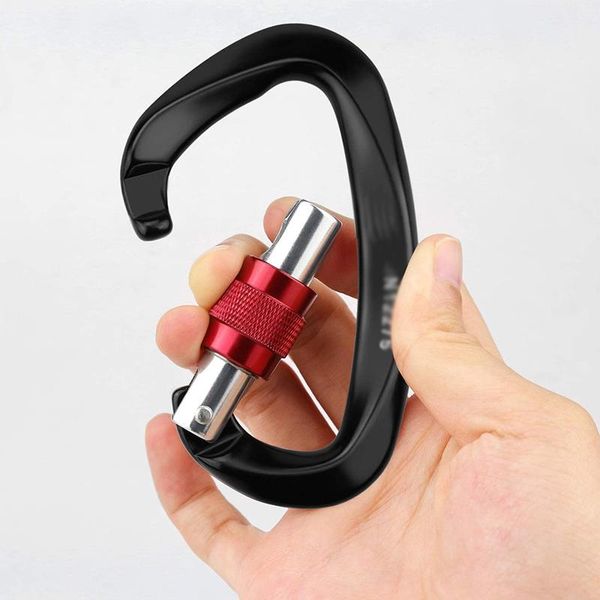 

cords, slings and webbing 2 pcs hanging hook buckle karabiner survival d-ring locking carabiner clip set screw lock camping climbing equipme