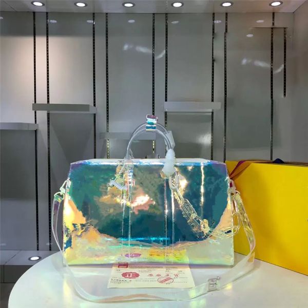 

luggage uni wheels carry-ons,grid travel aluminum suitcase business trolley case valise handbags cross body laser transparent duffle bag lug