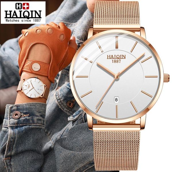 

wristwatches haiqin men's/mens watches quartz watch men waterproof sports wristwatch relogio masculino clock 2021, Slivery;brown