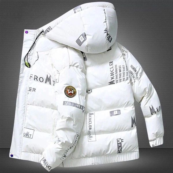 

down jackets white duck down jacket men's winter version of the trend thickening short shiny coat casual youth stand-up collar men, Black