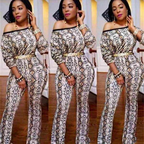 

2019 african outfit style slanted shoulder printed one-piece wide-leg pants, Red