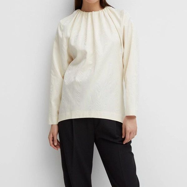 

women's blouses & shirts women shirt 2021 spring and summer ladies solid color pullover long sleeve round neck blouse, White
