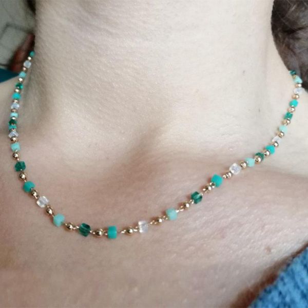 

pendant necklaces bohemian colorful bead chain choker necklace for women charm handmade party jewelry drop, Silver