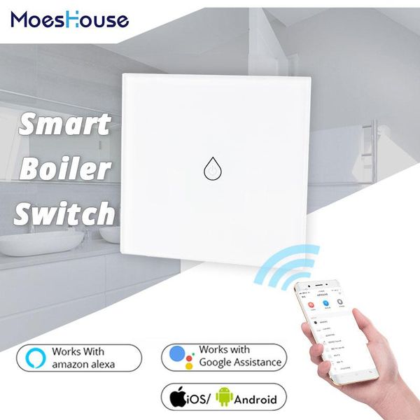 

smart home control wifi boiler switch water heater life tuya app remote amazon alexa echo google voice glass panel