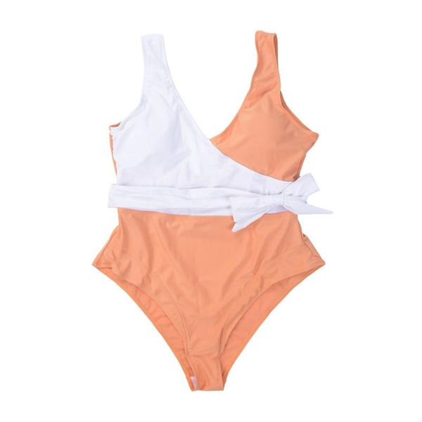 

one-piece suits monokini bandage women summer patchwork padded push-up deep v bathing set beach high waist swimming clothes bikinis