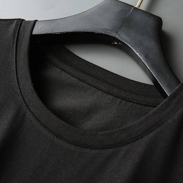 

brand t-shirt embroidery cross ironing mercerized cotton t-shirt fashion brand short sleeve men's european goods, White;black
