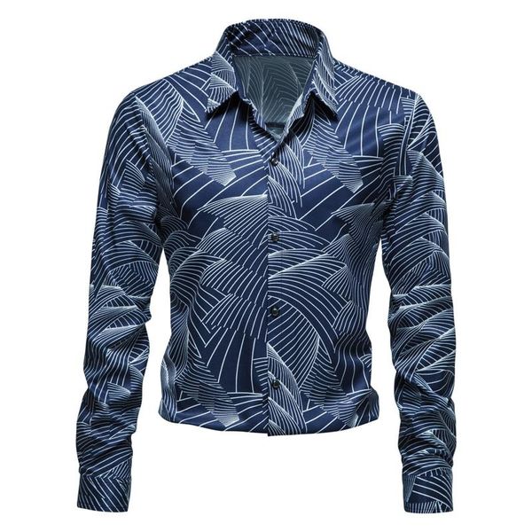 

men's casual shirts fall/winter shirt loose printed long sleeve turn-down collar button down male office formal, White;black