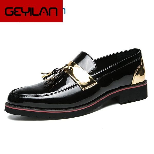 

dress shoes men leather 2021 fashion party loafers moccasins slip on casual zapatos hombre formal, Black