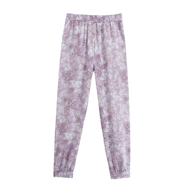 

women summer casual print pants za elastic waist floral fashion street female elegant trousers clothes 210513, Black;white