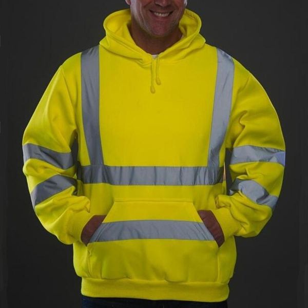 

men's hoodies & sweatshirts mens road work high visibility pullover long sleeve hooded sweatshirt sportswear men clothes sudaderas hom, Black