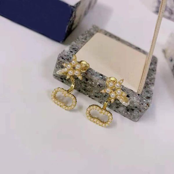 

desingers luxurys long pearl charm star stud earrings for wedding oaaction personality earring hoop fashion earrings lazy street style p sho, Golden