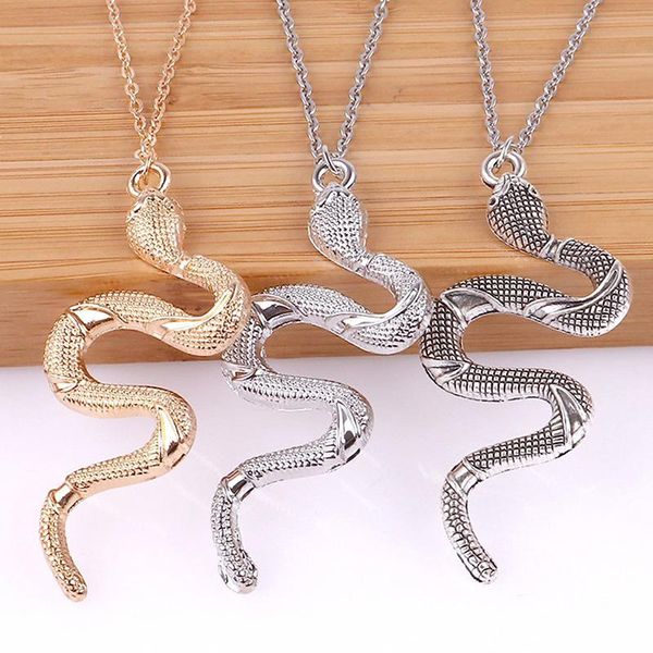 

chokers 1pcs punk snake pendant necklace unquie men women neck jewelry statement pouplar personalise gift, Golden;silver