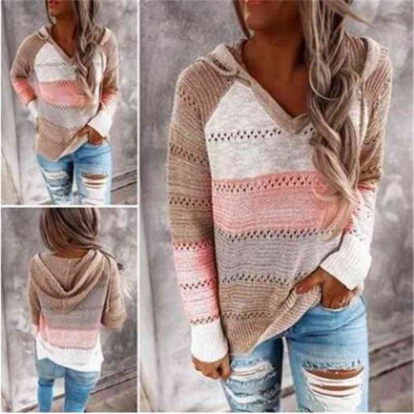 

2020 autumn and winter new mixed color hollow out sweater, White;black