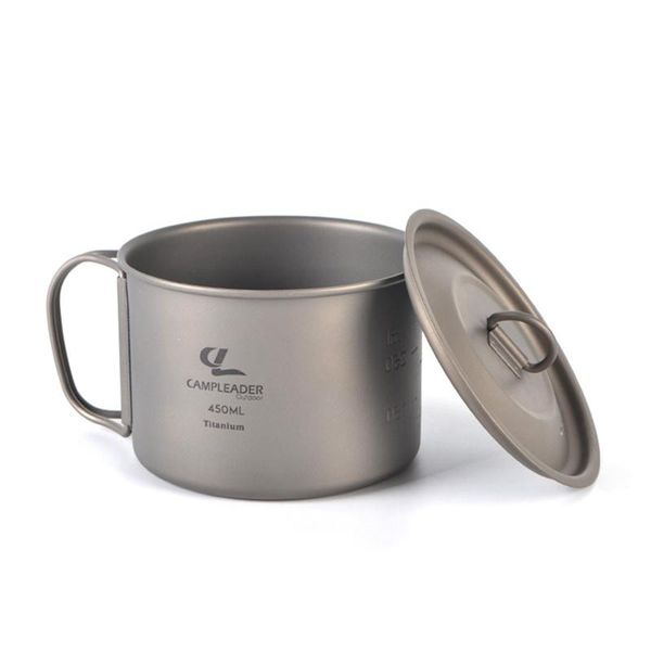 

water bottle campleader titanium 450ml cup, camping outdoor mug for backpacking, camp bowl, multi-functional travel pot