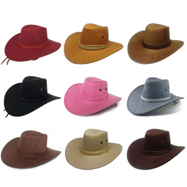 

berets fashion women sun shield cowboy hat summer casual artificial leather traveling western outdoor cap foldable wide edge hats, Blue;gray