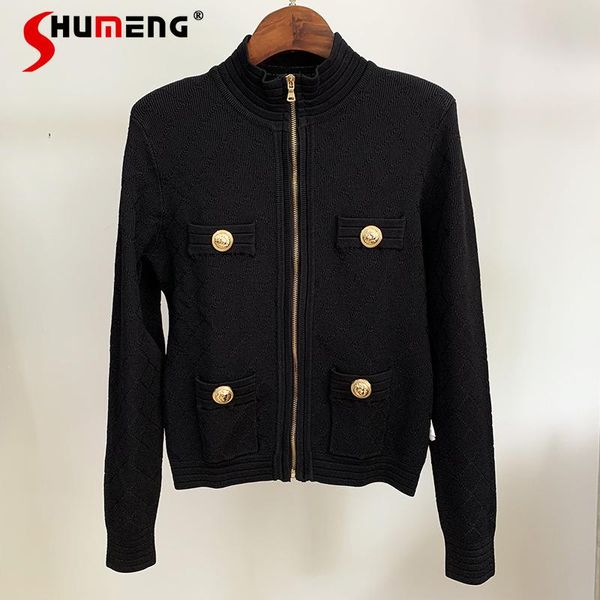 

women's jackets 2021 spring autumn european solid color cardigan coat ladies fashion simple graceful slimming long-sleeved sweater, Black;brown