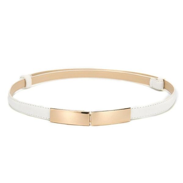 

belts belt dress simple versatile fashion women leather thin skinny metal gold elastic buckle waistband accessories, Black;brown