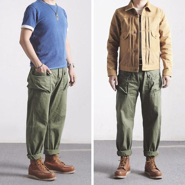 

p44-0001 world war 2 us military style usmc hbt p44 trousers mens cotton vintage slim & straight fitting casual pants men's jeans, Blue