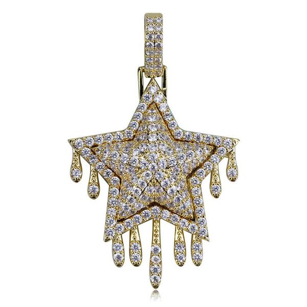 

pendant necklaces omyfun star necklace for party 3a cz mirco paved drip style pendants & fashion men jewelry accessory, Silver