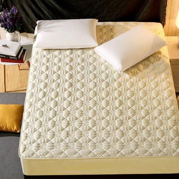 

anti-mite quilted mattress cover solid color king queen size bed fitted sheet thicken soft protector pad sheets & sets