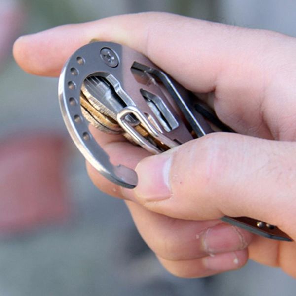 

tools retractable key chain stainless steel bottle opener keychain multi-function clip pocket quick release spring