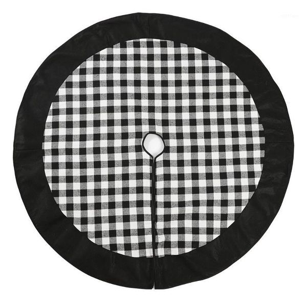 

christmas decorations tree skirt white and black plaid for holiday 48inches xmas