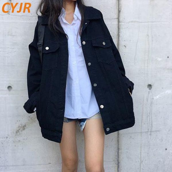 

denim jacket women's medium and long black spring autumn ins ioose big size net red all over the atudents' gift jackets, Black;brown