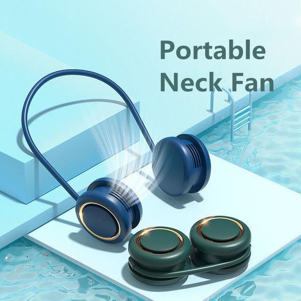 

portable neck fan bladeless rechargeable leafless hanging fans air cooler cooling summer wearable neckband electric