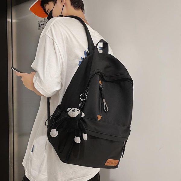 

backpack simple harajuku solid color couple student female school bag korean version 2021 japanese