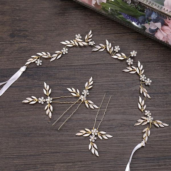 

hair clips & barrettes wedding headbands for flower girls head accessories women bridal and hairpins golden leavf jewelry, Golden;silver