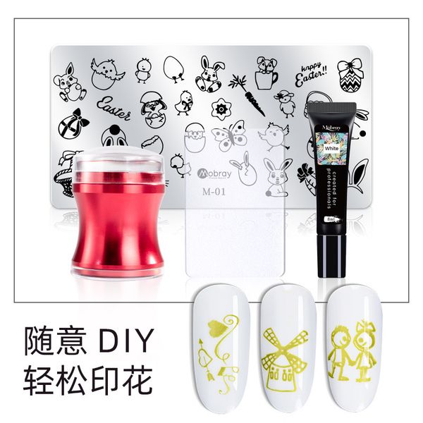 

nail tools set waist transparent small silicone seal tools metal plating handle with scraper