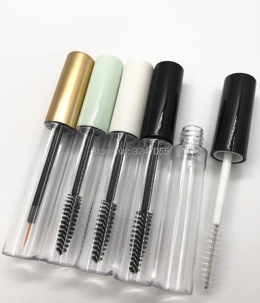 

empty clear plastic mascara tube with white/black/silver/gold/green lid, cosmetic makeup eyelashes cream refillable bottle packing bottles