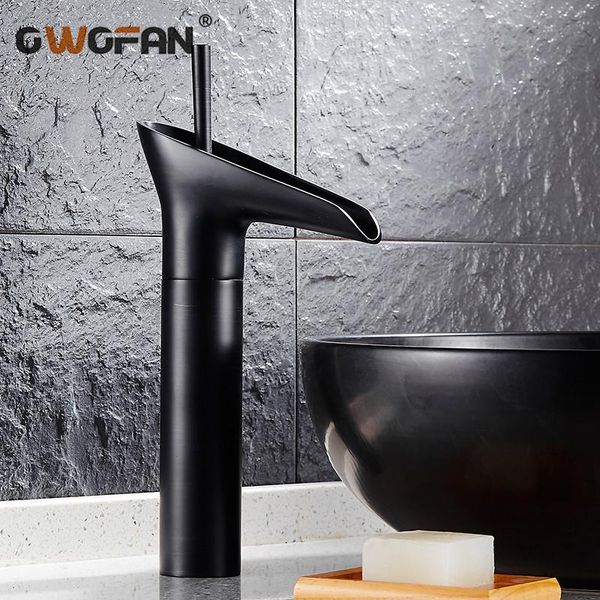 

bathroom sink faucets waterfall basin faucet black oil rubbed brass single handle commercial retro deck mounted vessel mixer tap