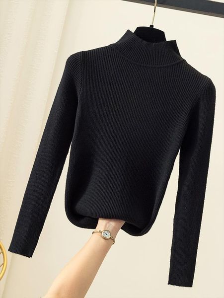 

autumn winter women sweater long sleeve turtleneck tight stretch pull office pullover korean clothes clothing, White;black