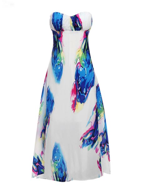 

factoryf6yk shoulder wrap chest sleeveless off women's digital print dress, White;black