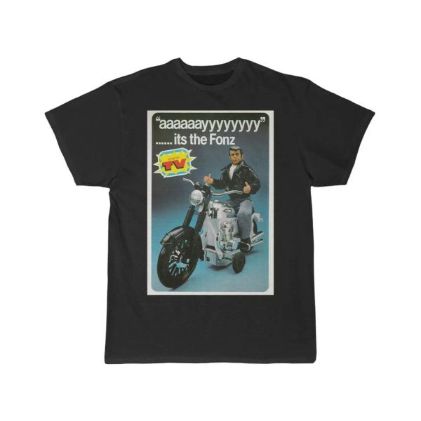 

happy days mego fonzie toy men's short sleeve tee, White;black