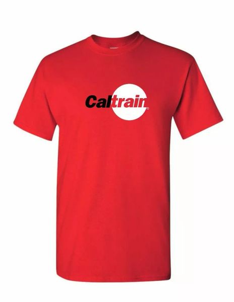

cal train retro logo san jose san francisco rapid transit rail train red t-shirt, White;black