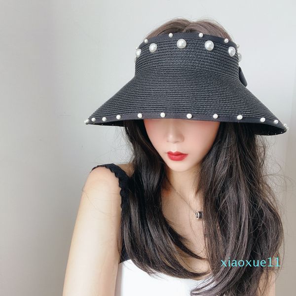 

luxury- brand new spring summer visors cap foldable wide large brim sun hat beach hats for women straw hat wholesale chapeau, Blue;gray