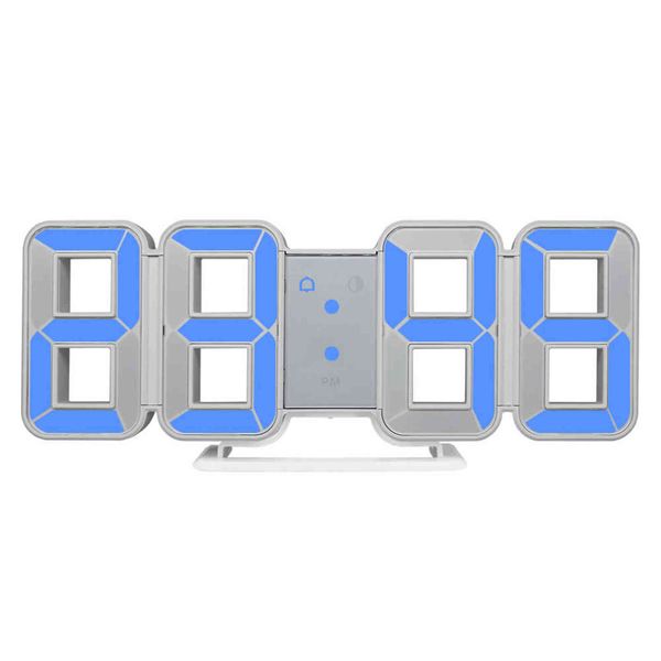 Fanju Relógio Digital 3D LED Alarme Número Número de Tempo Tempo Medidor Eletrônico Backslight Mesa de Parede Mesa Relógio Decoração de Casa 211112