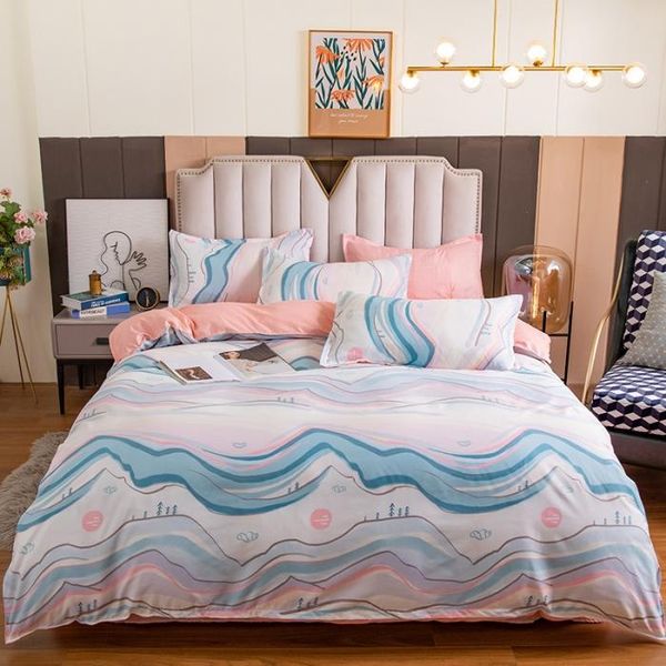 

quilt cover  king double bedding set bed sheet and pillowcase linens flat 3/4 pcs comforter 2021 printed sets