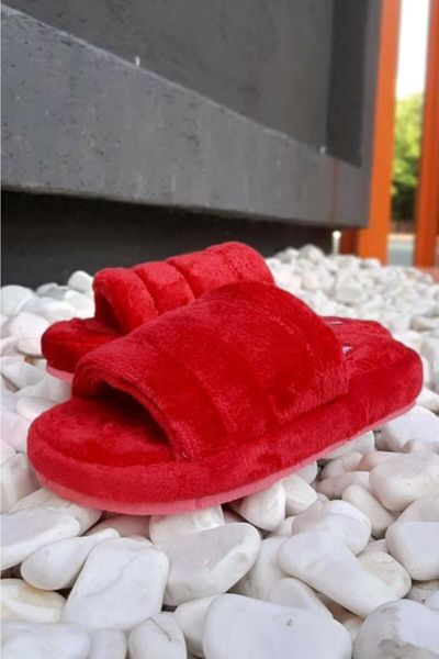 

slippers plush women home slipper red, Black