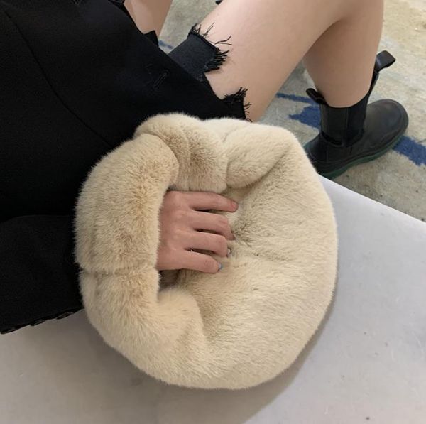 

shoulder bags furry bag mini clutch lamb hand cute plush soft