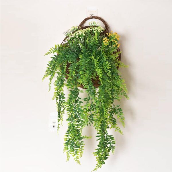 

decorative flowers & wreaths 5 forks artificial persian fern grass bouquet diy wall hanging jungle party fake plant garden shop