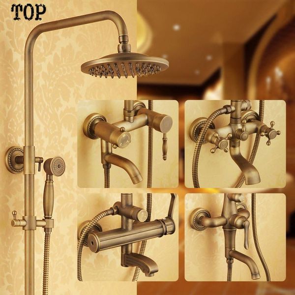 

luxury bathroom rainfall shower set antique faucet mixer tap wall sets