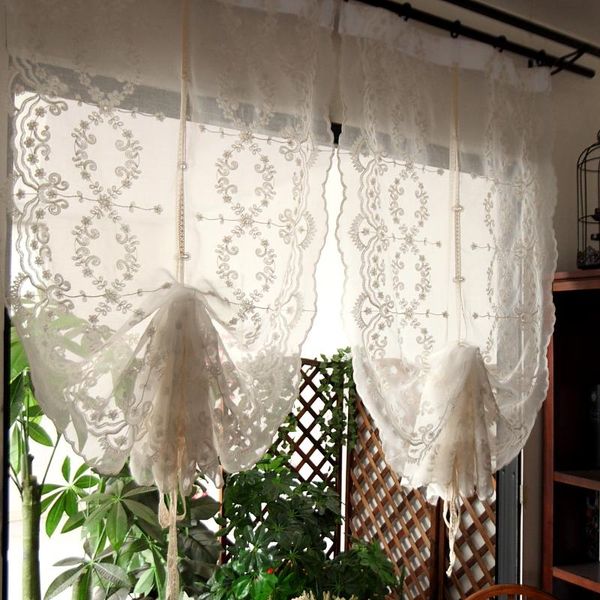 

curtain & drapes american country roman tulle curtains for windows balloon blinds kitchen living room embroidery transparent