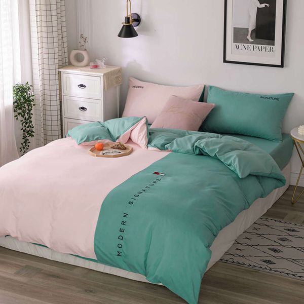 

four piece straight simple embroidered quilt cover sheet double bedding
